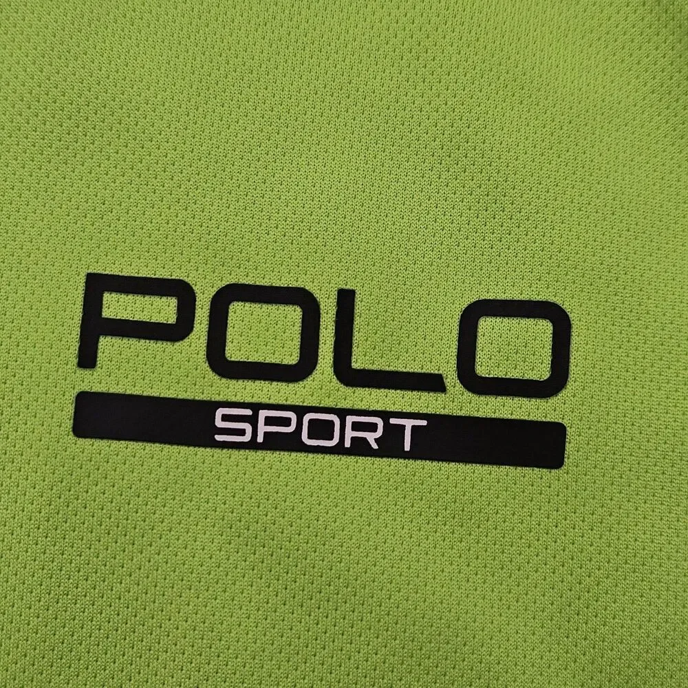 POLO SPORT Ralph Lauren Sz L Performance Shirt Rescue Green Crewneck Logo Y2K
